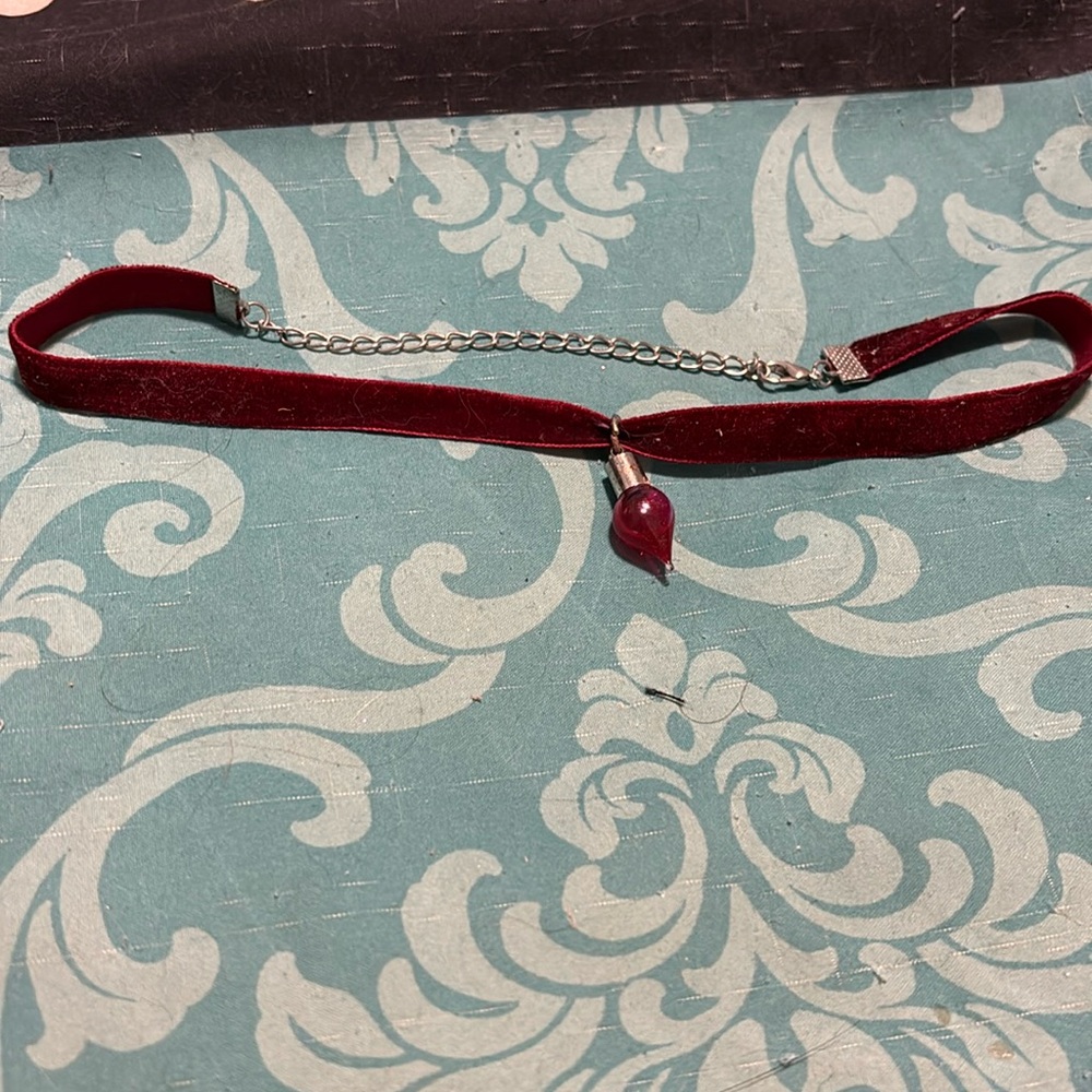 Blood Droplet Velvet Choker Necklace